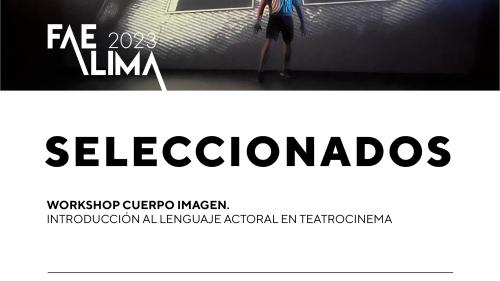 LISTA DE SELECCIONADOS para el WORKSHOP CUERPO IMAGEN. Introducción al lenguaje actoral en Teatrocinema