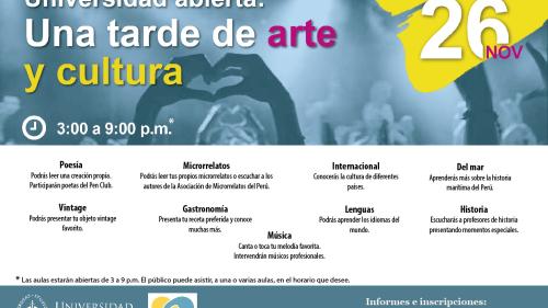 Universidad abierta: Una tarde de artey cultura. Evento cultural “Fair Saturday” este 26 de noviembre