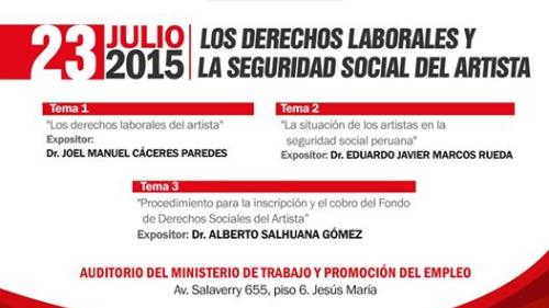 Seminario "Los derechos laborales y la seguridad social del artista. Este 23 de julio