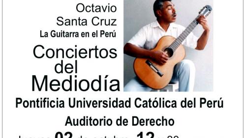 Maestro Octavio Santa Cruz se presentará el jueves 2 de octubre en la PUCP