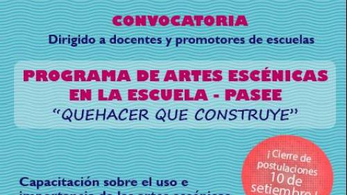 Noticias PASEE | Finalizó postulación al Programa de Artes Escénicas en la Escuela