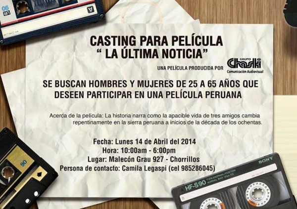 Casting para película “La Última Noticia”