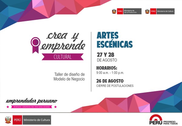 Taller ‘‘Crea y Emprende: Artes Escénicas’’. Este 27 y 28 de agosto