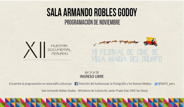 Programación noviembre 2015 de la Sala Armando Robles Godoy del Ministerio de Cultura