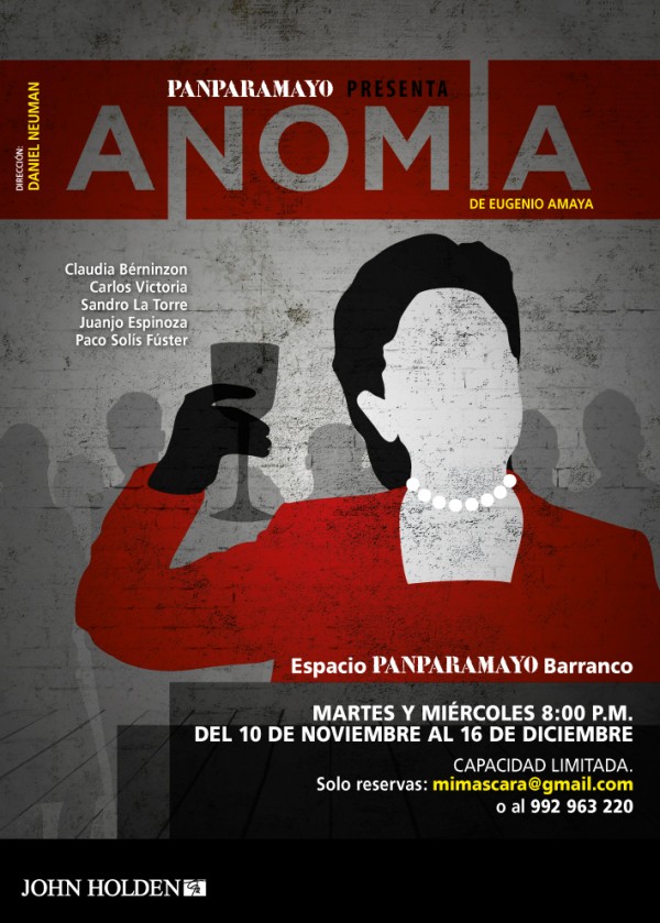 [TEATRO] ANOMIA, Obra de Eugenio Amaya dirigida por DANIEL NEUMAN. Del 10 de noviembre al 16 de diciembre 2015