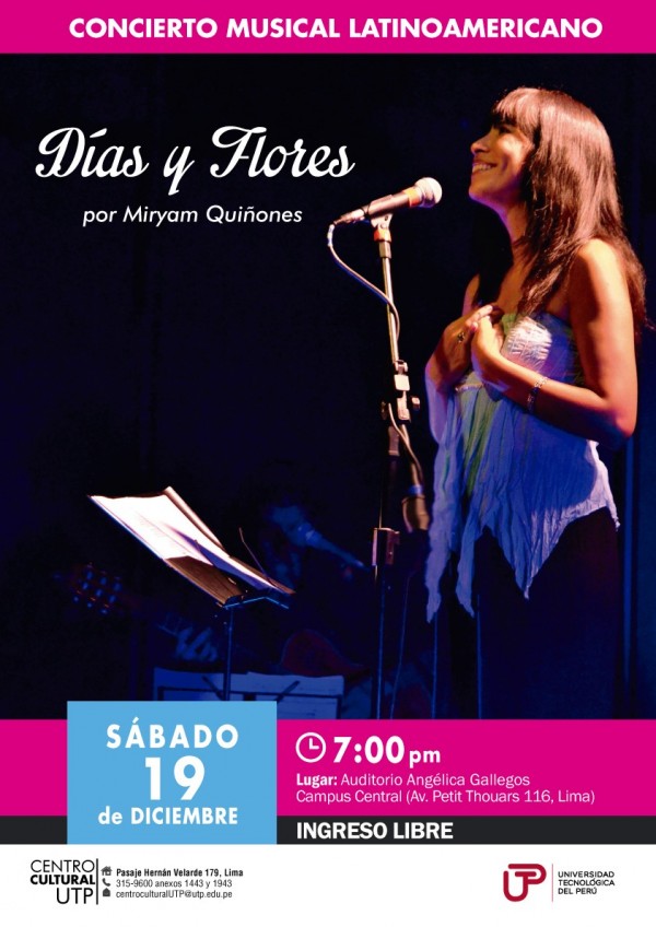 [CONCIERTO] Miryam Quiñones en concierto: Días Y Flores. Este sábado 19 de diciembre de 2015