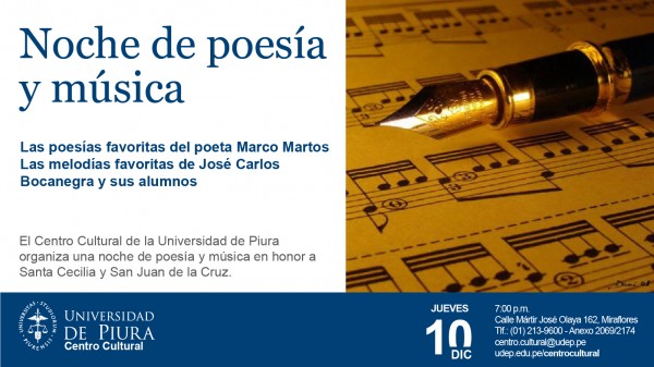 Noche de poesía y música: Las poesías favoritas del poeta Marco Martos. Este jueves 10 de diciembre