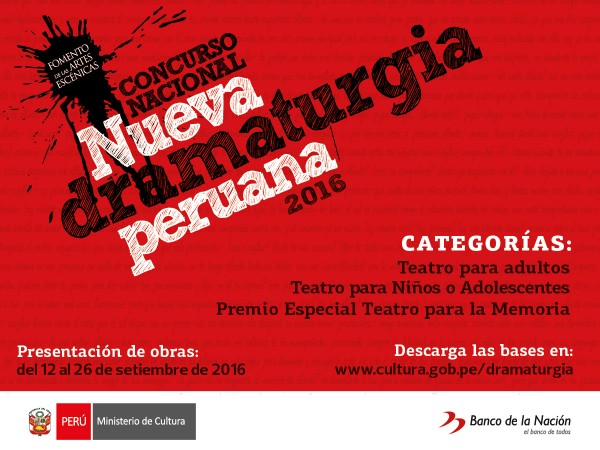 CONCURSO NACIONAL “NUEVA DRAMATURGIA PERUANA” – VERSIÓN 2016