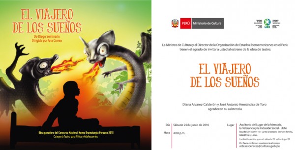 [INVITACION] “El Viajero de los sueños” de Diego Seminario dirigida por Ana Correa