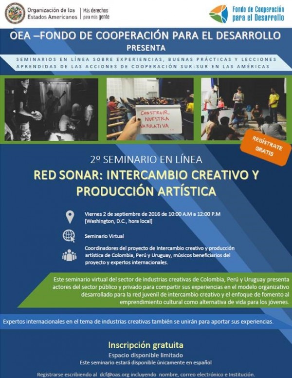 [Seminario Virtual] “Red Sonar: Intercambio Creativo y Producción Artística”. Este 02 de setiembre