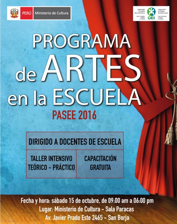 [PROGRAMA DE ARTES EN LA ESCUELA – PASEE 2016]. Música este sábado 15 de octubre