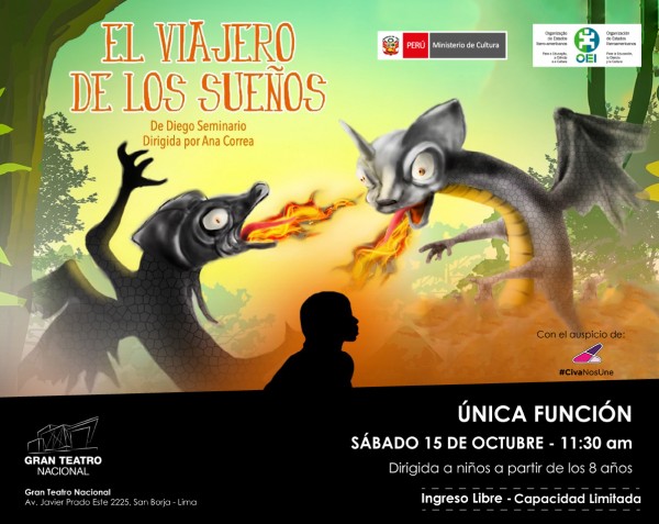 FUNCIÓN DIDÁCTICA GRATUITA DE LA OBRA TEATRAL “EL VIAJERO DE LOS SUEÑOS” ESTE  15 DE OCTUBRE