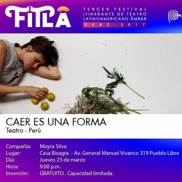 [VIDEO/INSTALACIÓN] “CAER ES UNA FORMA” SE PRESENTA ESTE JUEVES 23 DE MARZO EN EL III FESTIVAL ITINERANTE DE TEATRO LATINOAMERICANO A LAS 9:00 PM EN LA CASA BISAGRA (PUEBLO LIBRE). ENTRADA LIBRE