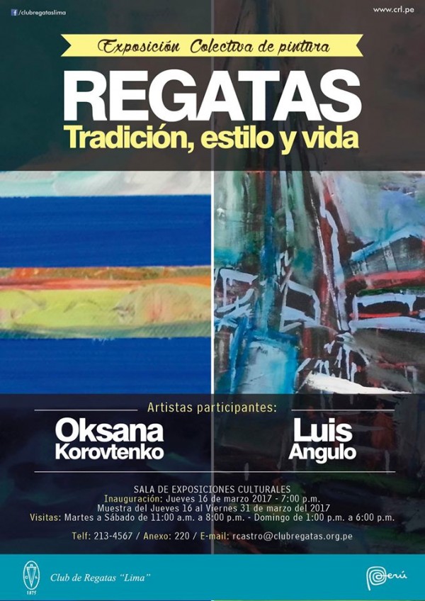 [“REGATAS: TRADICIÓN, VIDA Y ESTILO”] LA EXPOSICIÓN COLECTIVA DE PINTURA SE PRESENTA HASTA EL 31 DE MARZO EN LA SALA DE EXPOSICIONES DEL CLUB DE REGATAS. INGRESO LIBRE.