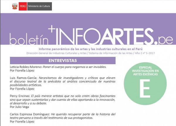 Boletín INFOARTES.pe n°5, especial de investigación en artes escénicas