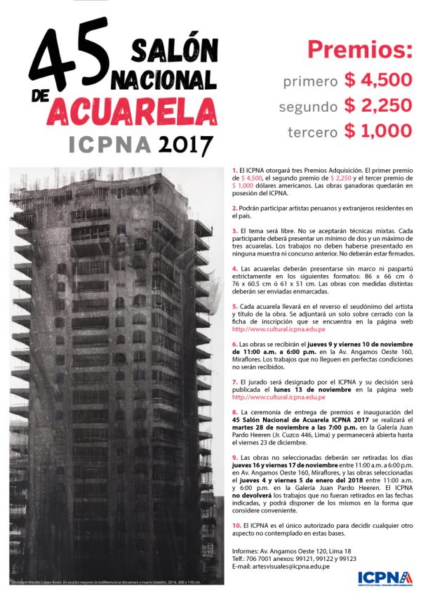 Convocatoria: 45 Salón Nacional de Acuarela ICPNA 2017