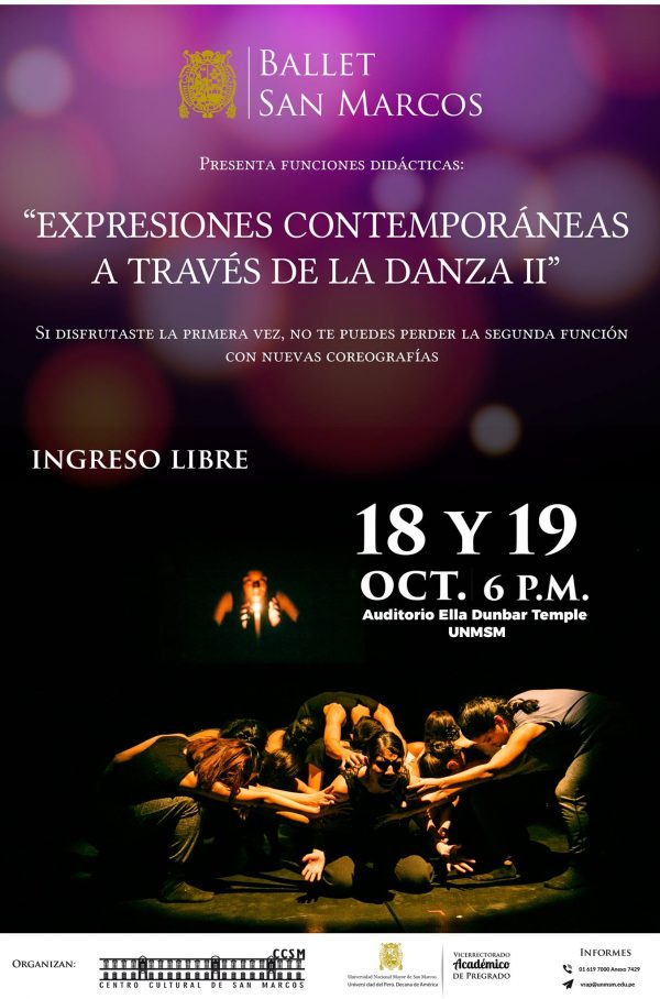 BALLET SAN MARCOS PRESENTA “EXPRESIONES CONTEMPORÁNEAS A TRAVÉS DE LA DANZA II” EL 18 Y 19 DE OCTUBRE