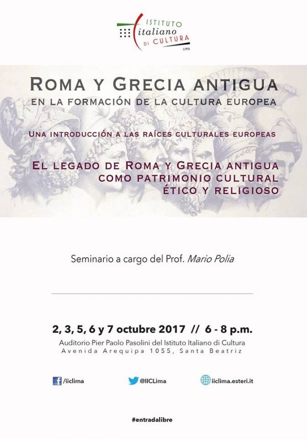 Mario Polia ofrece Seminario “Roma y Grecia antigua en la formación de la cultura europea” 