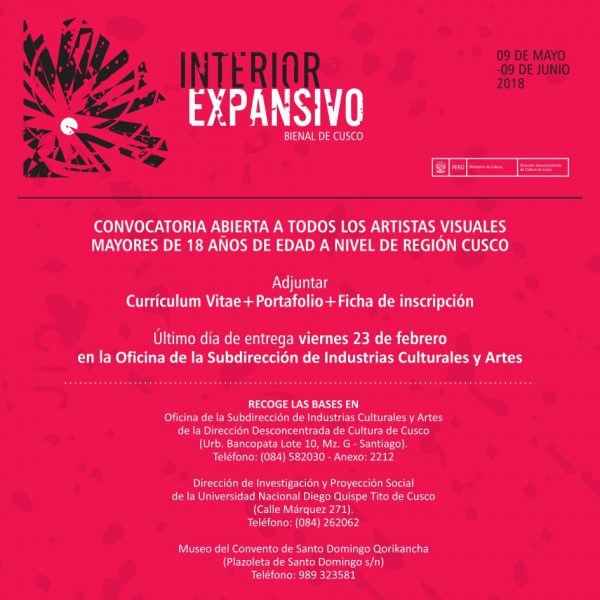 [Convocatoria] Bienal de Cusco. Interior Expansivo. Participa hasta el 23 de febrero