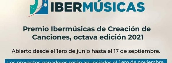 8vo Premio Ibermúsicas de creación de canciones.